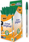 BIC Cristal Medium Smudge-free Ballpoint Pen, 1.0mm Tip, Green, Pack of 50