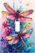haigof Colorful Dragonfly Art Light Switch Cover Wall Plate 1 Gang Single Plates