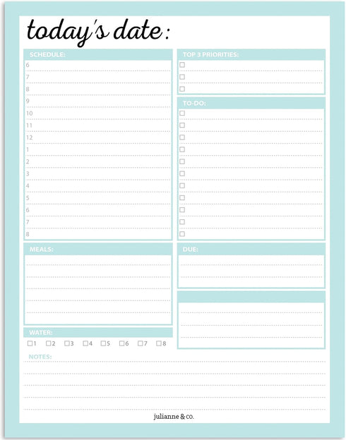 JULIANNE & CO Daily To-Do Undated Tear-Away Planner Notepads, Premium Organizer for Home, Office, 50 Pages