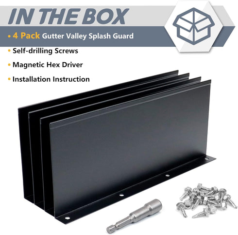 4 Pack Aluminum Gutter Valley Splash Guards, Rainwater Roofing Gutter Guard for Flat Roofs