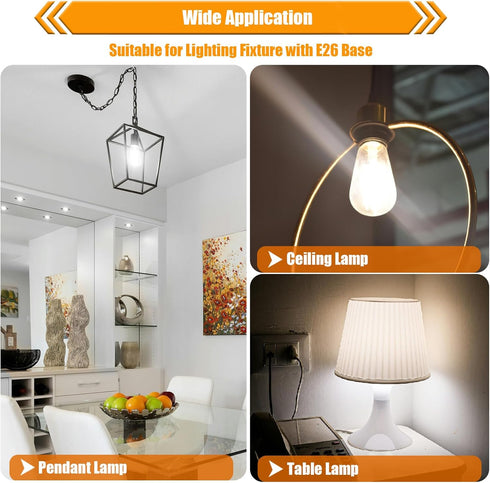 40 Bulbs, E26 Bulb, 4000K 4W Bulbs, 90 450LM, Dimmable, Pack 12 Watt Light Cool White LED Edison Flickering Free, High