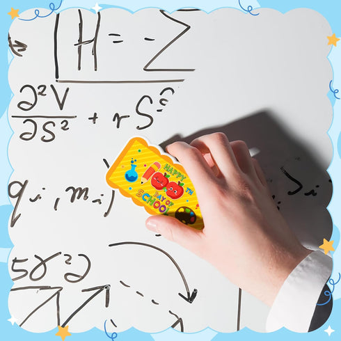 BeYumi 12Pcs 100 Days of School Magnetic Dry Eraser - Colorful Felt Surface for Kids Classroom Office Home Teacher