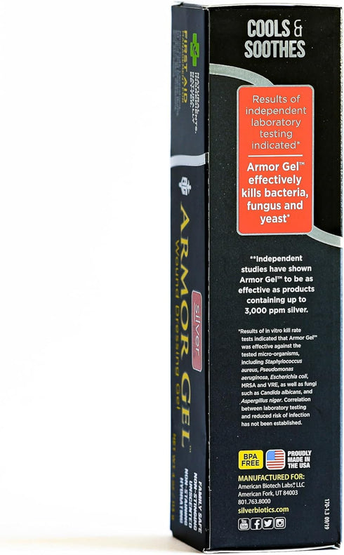 Silver Biotics Armor Gel Wound Dressing Gel | 4 oz | First Aid + Burn Relief 24 PPM