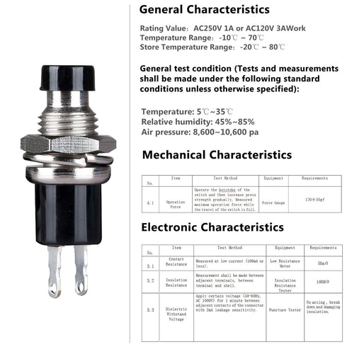 Clyxgs Momentary Push Button Switch, SPST Normal Closed NC Switch 2 Pin Mini Micro 1A 250V AC, 30 PCS