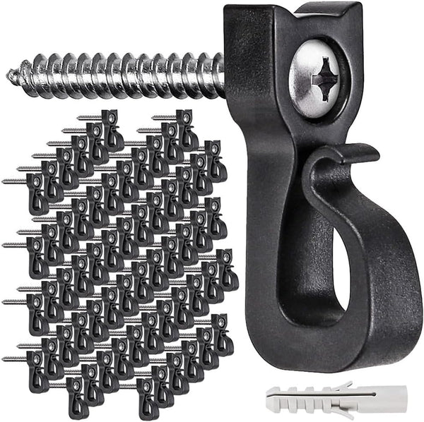 Dolibest Pack of 60 Q-Hanger, Home Christmas Lights Hanger Hooks with Phillips Screw for Garage New Year Party