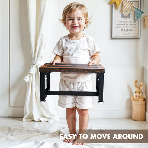NomNest Step Stool, Height-Adjustable Wooden Step Ladder Metal Foot Stool Small Kitchen Stool Helper for Toddler
