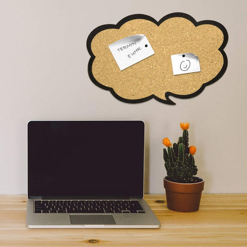 Navaris Cork Board Bulletin Board - Thought Bubble Design 11 x 17 in, includes 5 Pins - Message Noticeboard Memo Shape Display Pinboard by Navaris