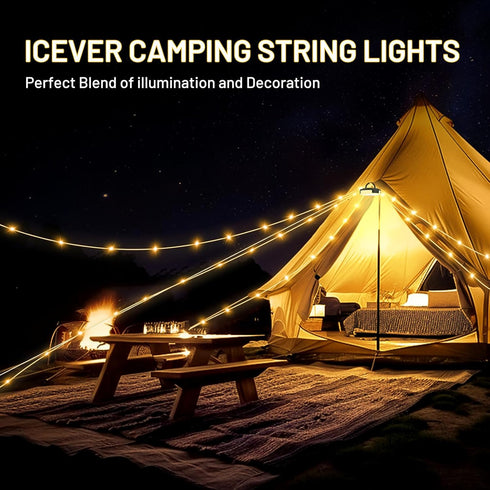 32.8FT 4 1 (10 Camping String Lights, in Rechargeable Waterproof Hanging Lamp Portable LED Light for Outdoor Camping