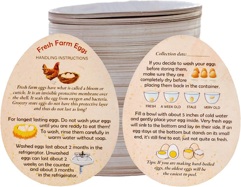 RucaDeco 500 Pcs Premium Fresh Farm Egg Handling Instruction Cards - 2.7 X