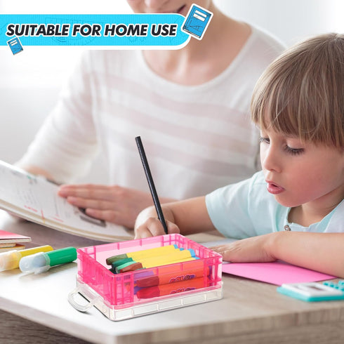 Suzile 50 Pcs Plastic Crayon Box Stackable Organizer with Lid for Crayon Storage Containers Bulk for Office School