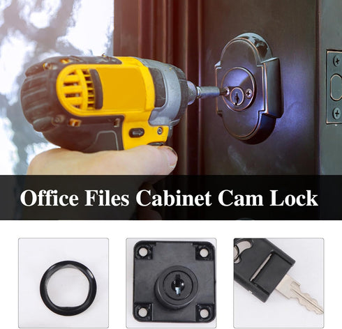 2pcs Angoily Office Cabinet Lock Zinc Alloy Drawer Lock Keys for File Cabinets Bedside Tables and Cupboards Easy