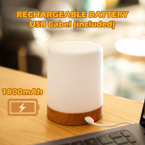 Night Light, LED Touch Bedside Table Lamp, Multi-Colour, USB Rechargeable, Portable for Baby Bedroom
