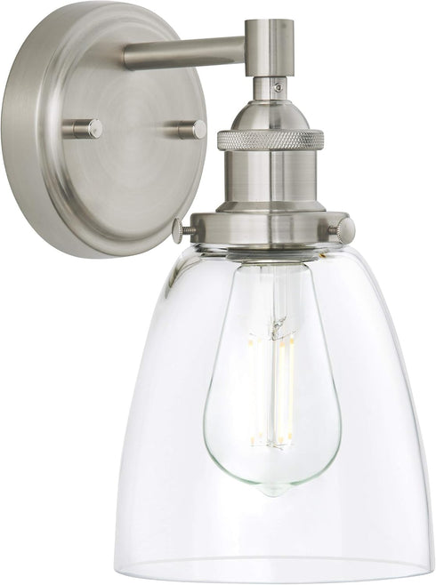 Bulb Linea di Liara Fiorentino Brushed Nickel Wall Sconce Lighting Fixture Farmhouse Bathroom Wall Sconce Bedroom Wall