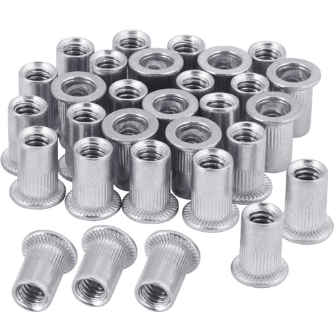 50 Pcs 1/4-20 Aluminum Flange Rivet Nut, UNC Flat Head Insert Nut