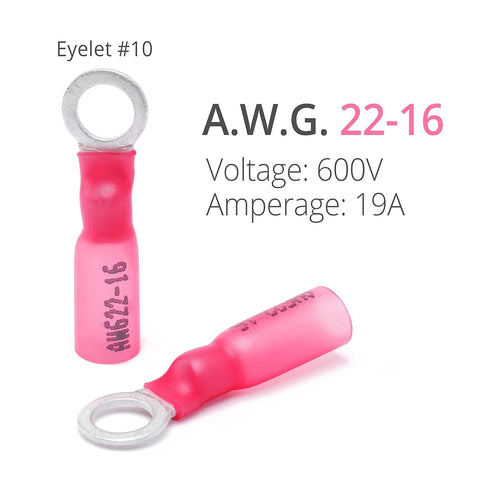 Wirefy 150 PCS Heat Shrink Ring Terminals #10 – Resistant Ring Connectors, Eyelet Wire Connectors