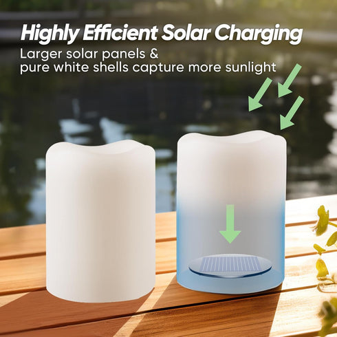 3"x4", Set 2 Homemory Solar Candles Outdoor Waterproof, Rechargeable Candles, Solar Powered Flameless Candles