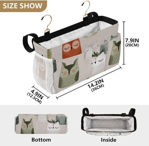 SyXIOP Cartoon Cute Owl Beige Bedside Caddy Table Cabinet Storage Organizer for Magazine, Tablet, Phone, Chocolate
