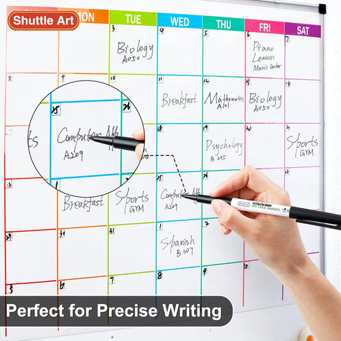 Shuttle Art Ultra Fine Dry Erase Markers, 15 Pack Black Markers for Writing on Whiteboards, Dry-Erase Boards, Mirrors