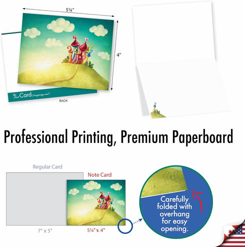 The Best Card Company 10 Blank Note Cards for Kids, Assorted Greetings Boxed, Fun Mythical Fantasy Cards (4 x 5.12