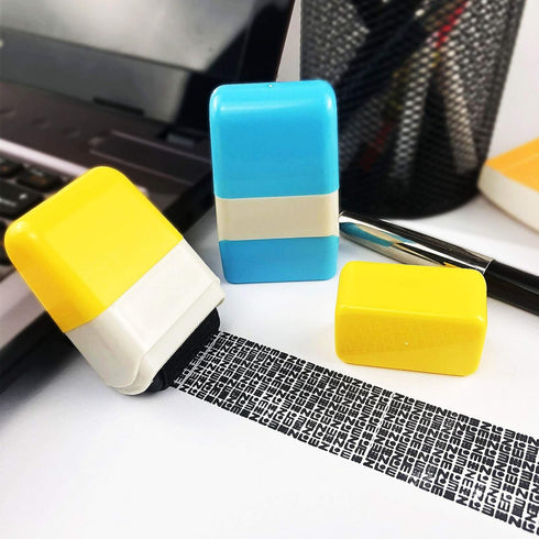 Identity Protection Roller Stamps 2Pcs, Wide Rolling Security Stamp for Privacy Protection, ID Blockout and Address