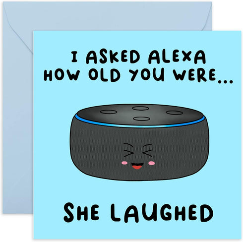 CENTRAL 23 Funny Birthday Cards for Men | Alexa Birthday Card for Women, Mom, Dad, Him, Her with Fun Stickers