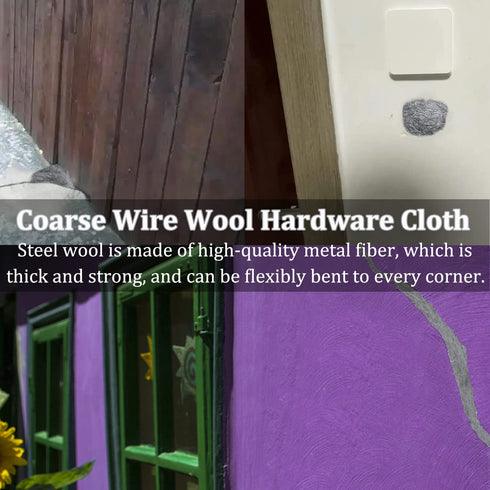 5PACK DIY Steel Wool Fill Fabric Kit for Mice Control, 13 Feet Coarse Wire Hardware Cloth, Block Holes, Wall Cracks,