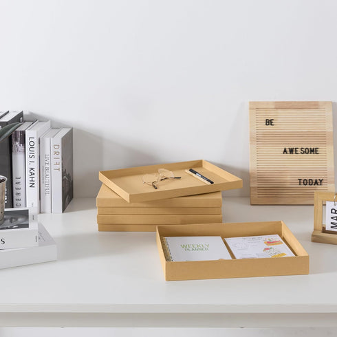 Soul & Lane Set of 3 Kraft Paper Document Storage Boxes, Versatile Organizer for Home & Office, Stackable for Files