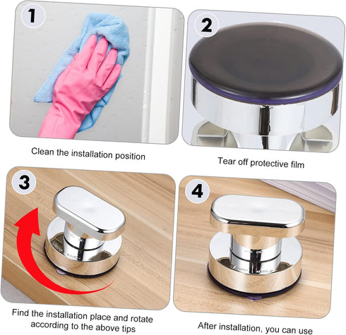 4pcs ORFOFE Suction Cup Mount Door Handle Lock Elderly Shower Handle Non-Slip Safety Grab Bar for Bathroom Cabinet Easy