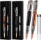 Chinco 2 Pieces Bolt Action Wood Ballpoint Pens, Solid Brass Bullet Shaped Pen with 2 Refills, Black Ink (Black, Brown)
