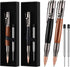 Chinco 2 Pieces Bolt Action Wood Ballpoint Pens, Solid Brass Bullet Shaped Pen with 2 Refills, Black Ink (Black, Brown)