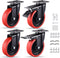 Heavy Duty TPR Rubber Wheels, 5 Inch Locking Caster Wheels Set of 4, 3000Lbs Load Capacity for Industrial Carts