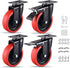 Heavy Duty TPR Rubber Wheels, 5 Inch Locking Caster Wheels Set of 4, 3000Lbs Load Capacity for Industrial Carts