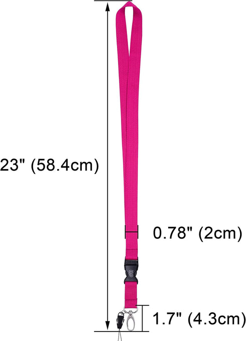 Wisdompro Office Lanyard, 5pcs 23 inch Polyester Neck Strap with Oval Clasp for ID Badges, Keys, Phones - Hot Pink