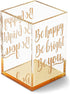 Paper Junkie Gold and Clear Acrylic Pen Holder with Inspirational Quotes, 2.95 x 4.45 In