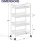 4-Tier 3 SYKIARIOL Metal Utility Cart, Mesh Wire Rolling Cart on Wheel, Storage Trolley with Easy Assembly, Organizer