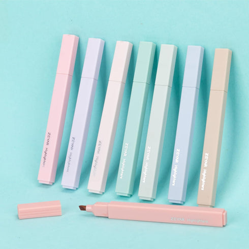 ZEYAR Aesthetic Cute Highlighter Pens, Cream Colors, Chisel Tip, Water Based, Quick Dry, No Bleed, 8 Spring Colors