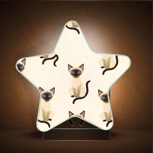 Burbuja 0.2W Siamese Cats LED Night Light Plug into Wall Star-Shaped Nightlight Dusk to Dawn Auto Sensor for Bedroom