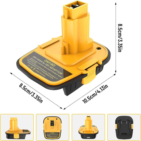DM18D Battery Adapter Converter with USB Port for Dewalt 18V Tools, Converts 20V Li-ion or Milwaukee M18