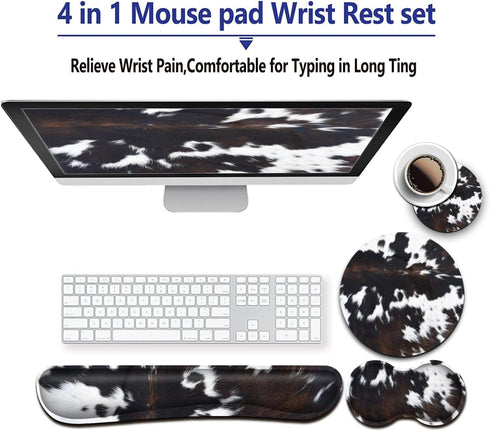 Keyboard Wrist Rest and Mouse Wrist Rest Support Set, Padded Memory Foam, Non-Slip Base for Office Accessories, Cute
