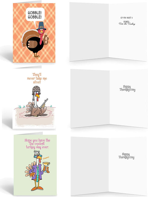 Stonehouse Collection Thanksgiving Cards, Funny Assortment - Set of 14 Boxed Cards & Envelopes, 4.5x6.25