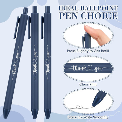 Chiisong 100 Pcs Thank You Pen Bulk Multicolor Ballpoint Pen for Server Employee Appreciation Gift for Coworker Team
