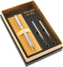 Luxury Ballpoint Pen Gift Set, 24K Gold Trim, Black Ink Refills, Fancy Writing Pens for Men Women, Christmas Silver