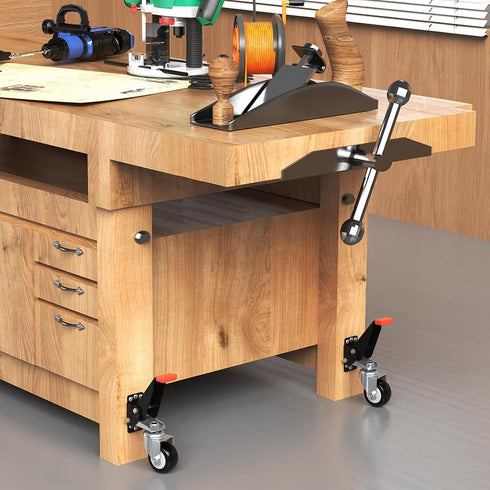 SPACEKEEPER 660 Lbs Workbench Casters Kit - Heavy Duty Retractable Caster Wheels for Machinery & Tables, 4 Pack