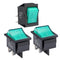 APIELE 3Pcs Rocker Toggle Switch ON/Off AC 125V/20A 250V/16A with LED Light for Boat DPST 4 Pins KCD2-201N (Green)