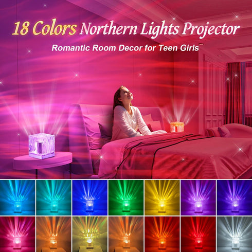 18-Color Sunset Birthday Gifts for Women Teen Girl Gifts Trendy Stuff Northern Lights Projector Mothers Day Gifts