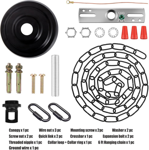 5-5/16 Inch 6 Light Canopy Kit with Feet Hanging Chain, Heavy Duty, Replacement Cover Plate for Chandelier, Pendant