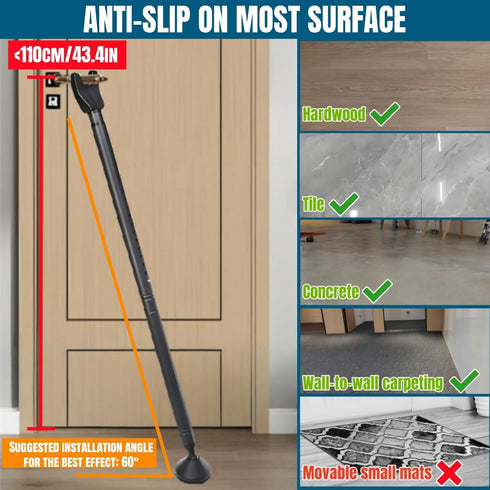 2 Pack 2-in-1 Jammer Door Security Bars, Anti-Slip Heavy Duty Door Stoppers Sliding Patio Bar, Adjustable Barricade