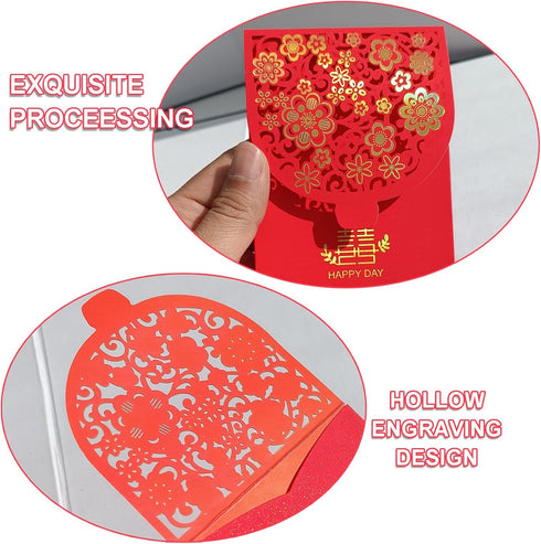 CiviLight 10 Pcs Wedding Hong Bao Chinese Red Pockets Money Envelopes Hong Bao Lucky Money Gift Envelopes Red Pocket