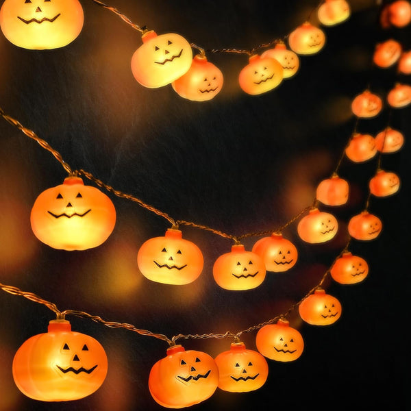 Halloween Decoration, 10FT 20 LED Pumpkin String Lights, Battery Operated 2 Mode