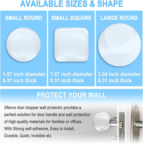 Door Knob Wall Shield, 12PCS Transparent Round Soft Rubber Wall Protector for Door Handle